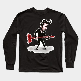 man playing on mop Long Sleeve T-Shirt